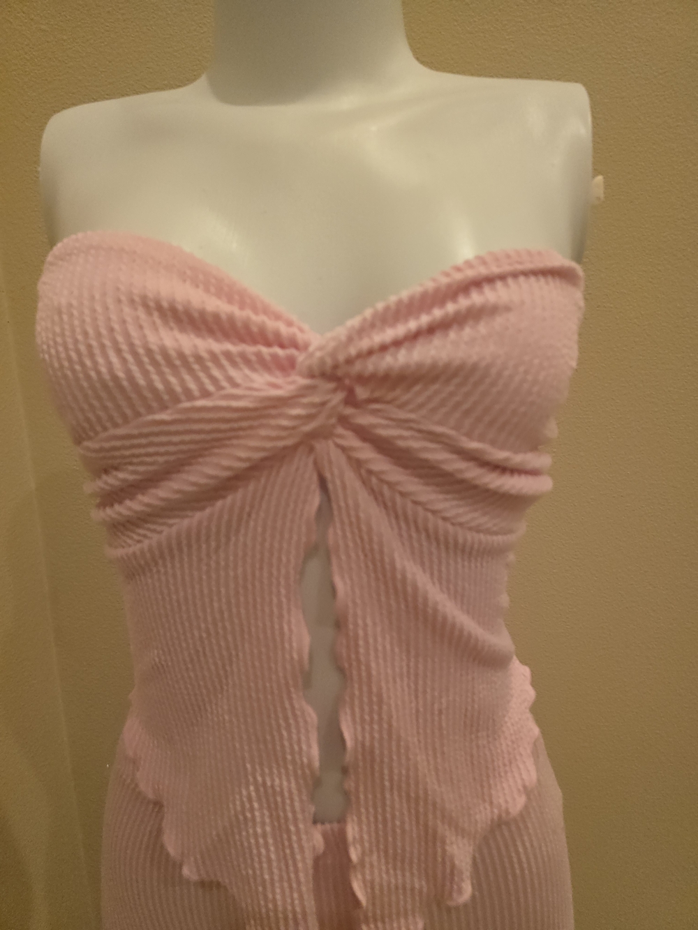 Pink Ribbed Strapless Jumpsuit - Picture 9 of 9